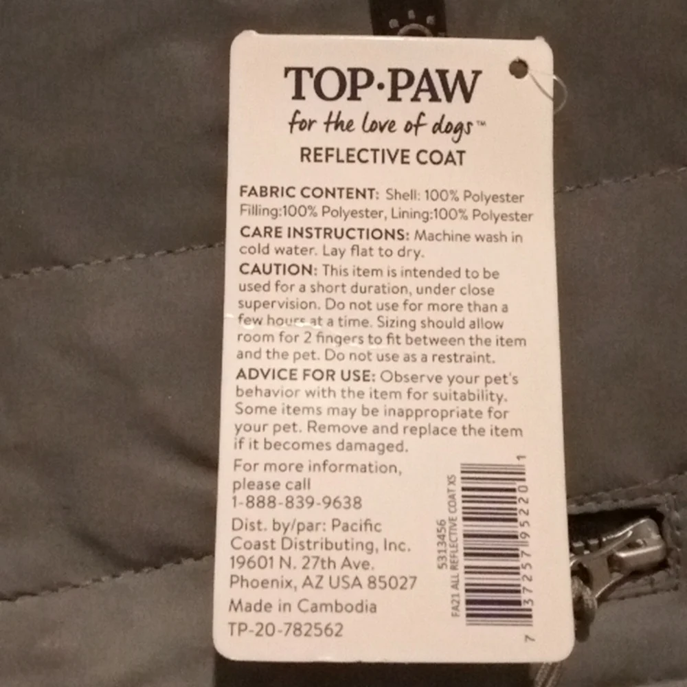 XS Top Paw Grey Dog Vest - Picture 5 of 7